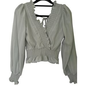 New Blue Pepper ruffled lite green pastel blouse.